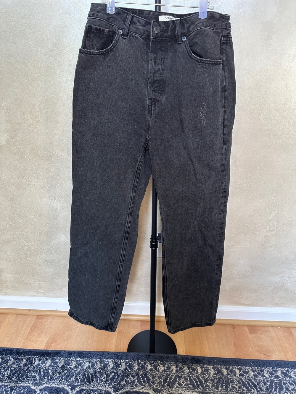 House of CB Yara Fit Straight Leg Denim Faded Black size medium
